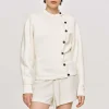 Source Unknown Accessories-Offset Button Jacket, Cream