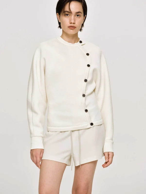 Source Unknown Accessories-Offset Button Jacket, Cream