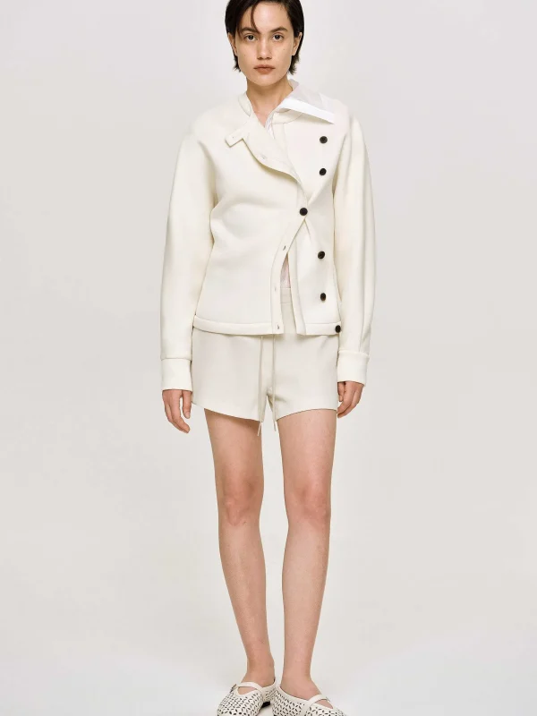 Source Unknown Accessories-Offset Button Jacket, Cream