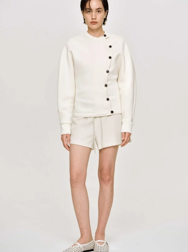 Source Unknown Accessories-Offset Button Jacket, Cream