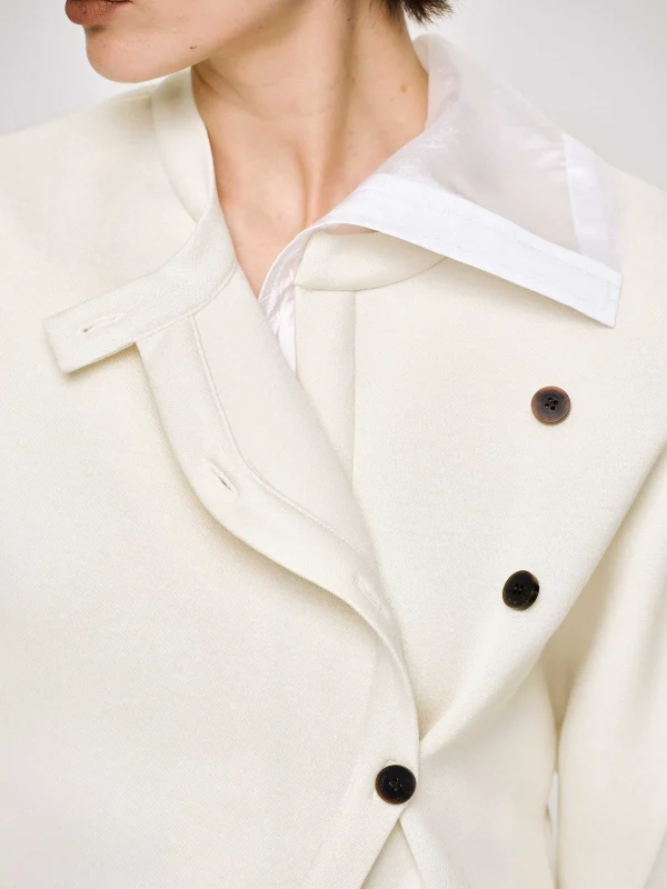 Source Unknown Accessories-Offset Button Jacket, Cream