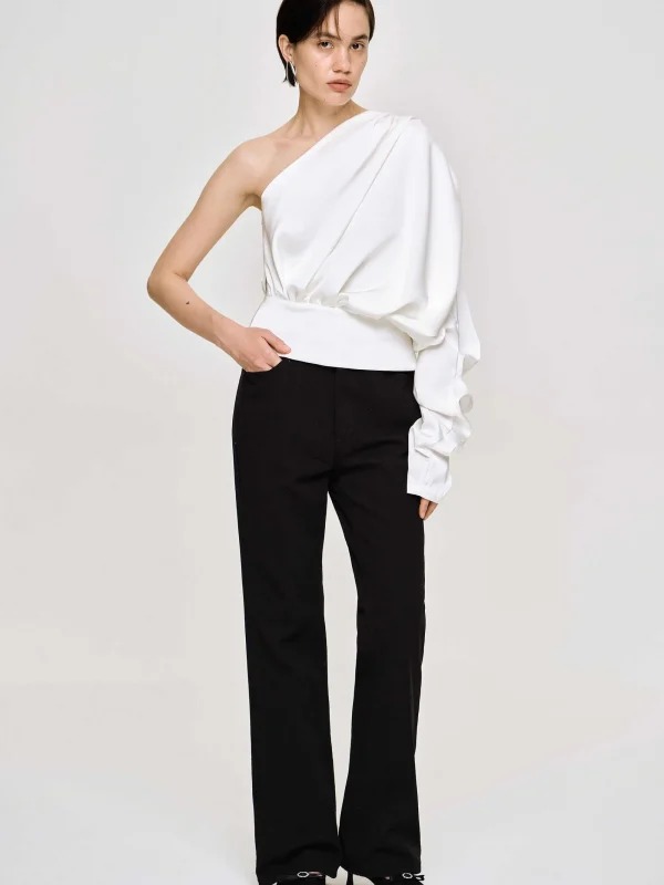 Source Unknown Clothing-One-Shoulder Blouse, White