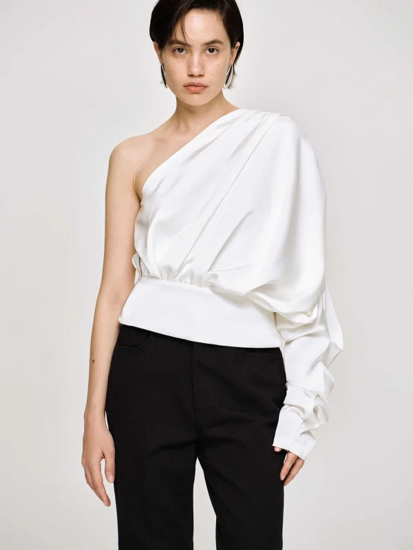 Source Unknown Tops-One-Shoulder Blouse, White