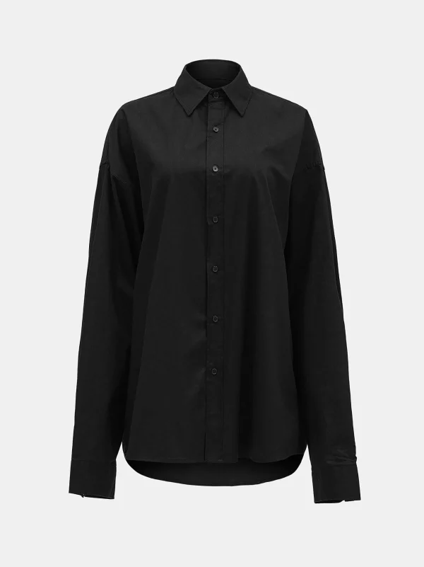 Source Unknown Accessories-Over-Fit Cotton Shirt, Black