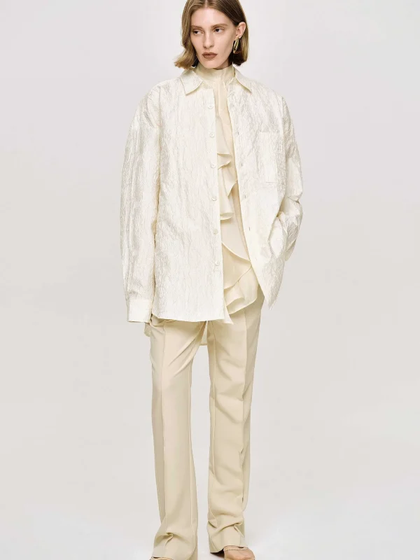 Source Unknown Accessories-Over-Fit Jacquard Shirt, Parchment