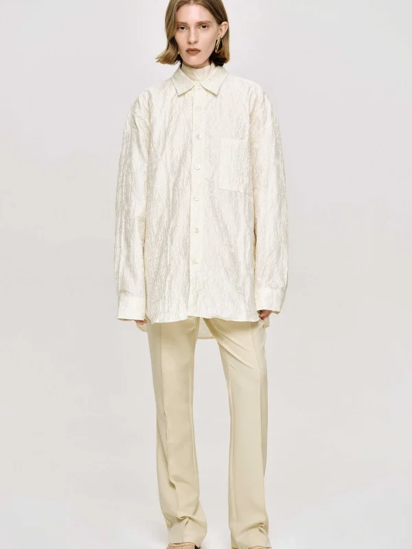 Source Unknown Accessories-Over-Fit Jacquard Shirt, Parchment