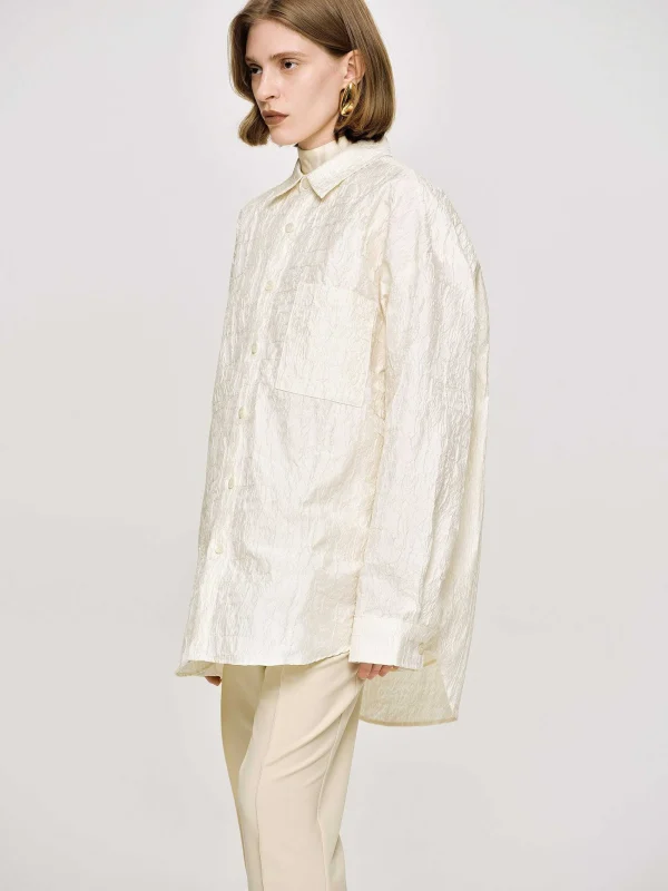 Source Unknown Accessories-Over-Fit Jacquard Shirt, Parchment