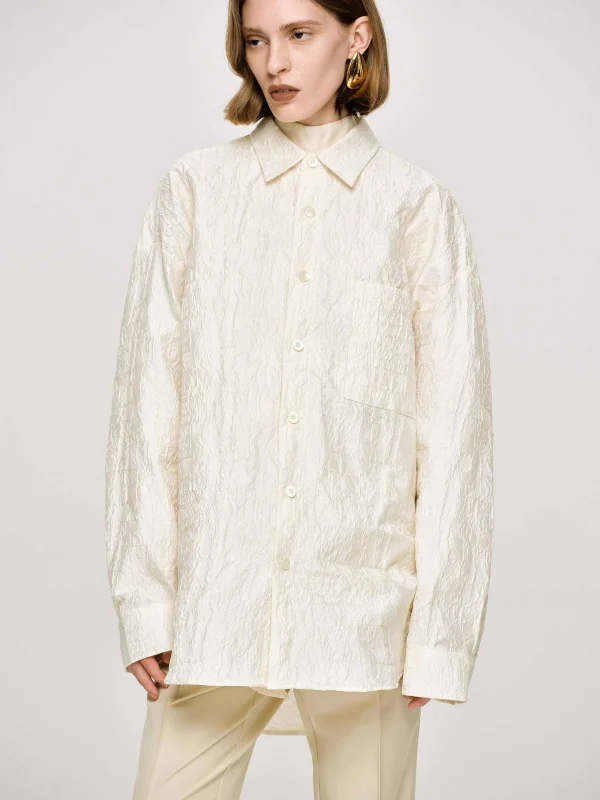 Source Unknown Accessories-Over-Fit Jacquard Shirt, Parchment