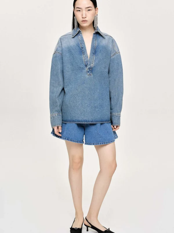 Source Unknown Clothing-Oversized Denim Shirt, Tint Wash