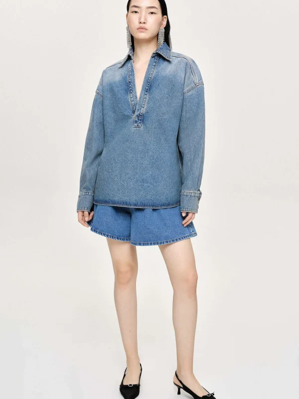 Source Unknown Clothing-Oversized Denim Shirt, Tint Wash