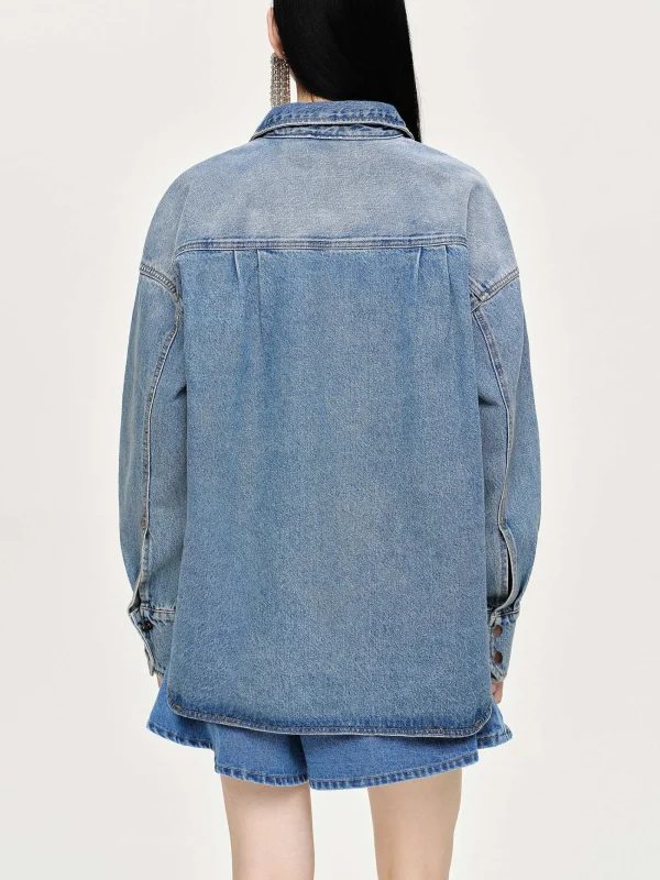 Source Unknown Clothing-Oversized Denim Shirt, Tint Wash