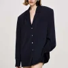 Source Unknown Clothing-Oversized Fluid Shirt, Navy