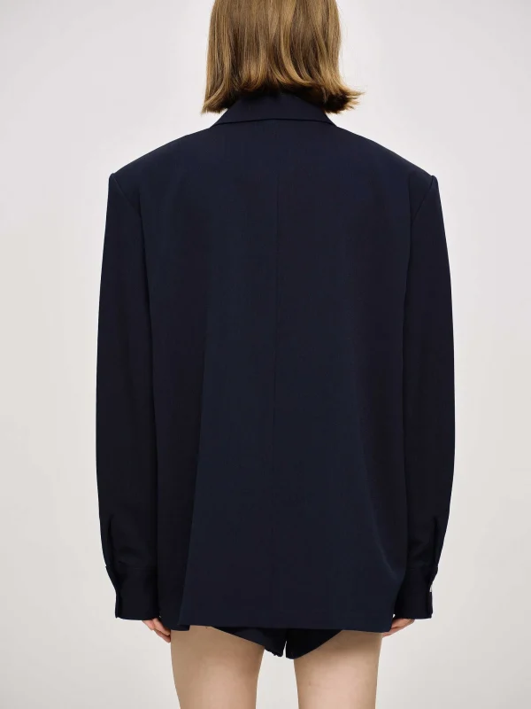 Source Unknown Co-Ords-Oversized Fluid Shirt, Navy