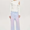 Source Unknown Clothing-Painted Wide-Leg Jeans, Pink Washed