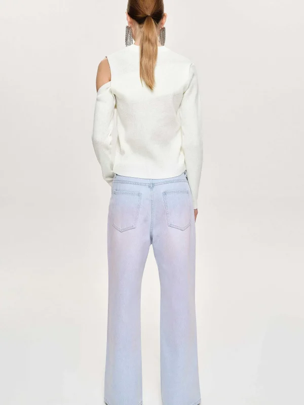 Source Unknown Clothing-Painted Wide-Leg Jeans, Pink Washed