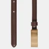 Source Unknown Accessories-Plate Buckle Leather Belt, Brunette