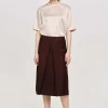 Source Unknown Clothing-Pleated Midi Skirt, Black Cherry