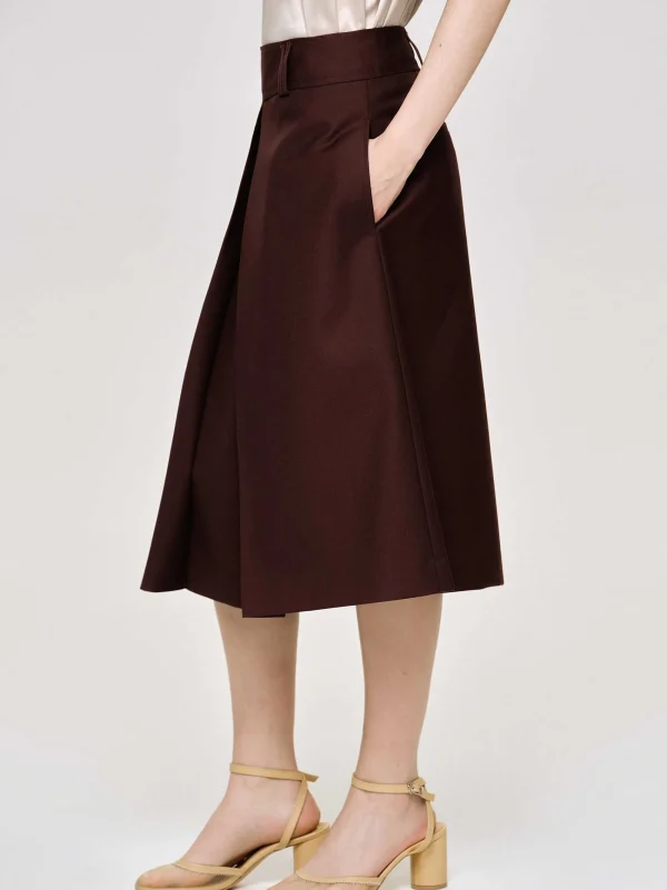 Source Unknown Co-Ords-Pleated Midi Skirt, Black Cherry