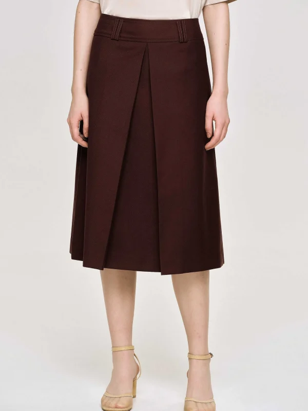 Source Unknown Clothing-Pleated Midi Skirt, Black Cherry