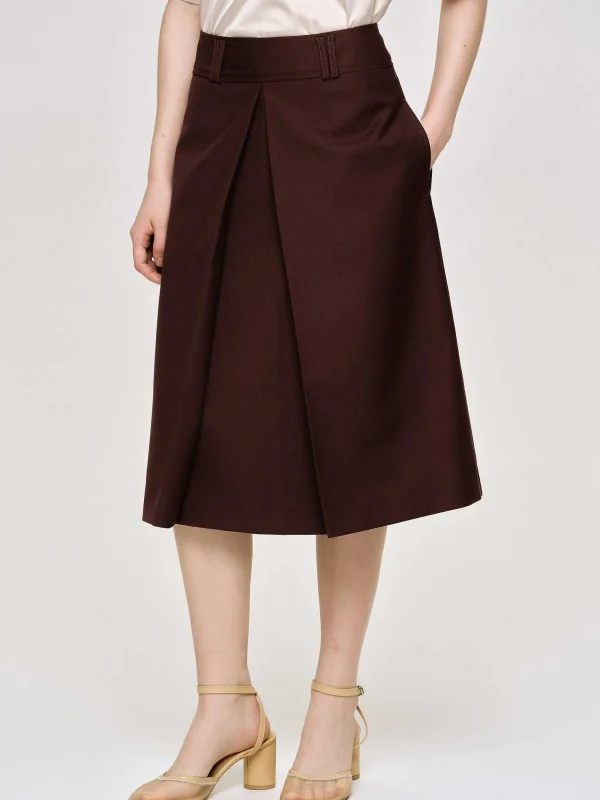 Source Unknown Clothing-Pleated Midi Skirt, Black Cherry