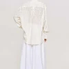 Source Unknown Accessories-Pointelle Oversized Button Down Shirt, Ivory