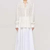 Source Unknown Accessories-Pointelle Oversized Button Down Shirt, Ivory