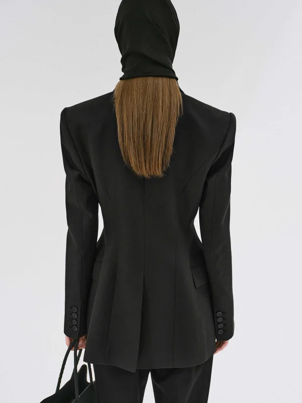 Source Unknown Clothing-Poldo Hourglass Blazer, Black