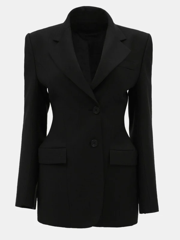 Source Unknown Clothing-Poldo Hourglass Blazer, Black