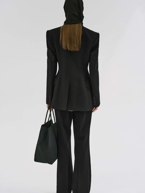 Source Unknown Clothing-Poldo Hourglass Blazer, Black