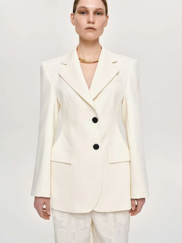 Source Unknown Outerwear-Poldo Hourglass Blazer, Cream