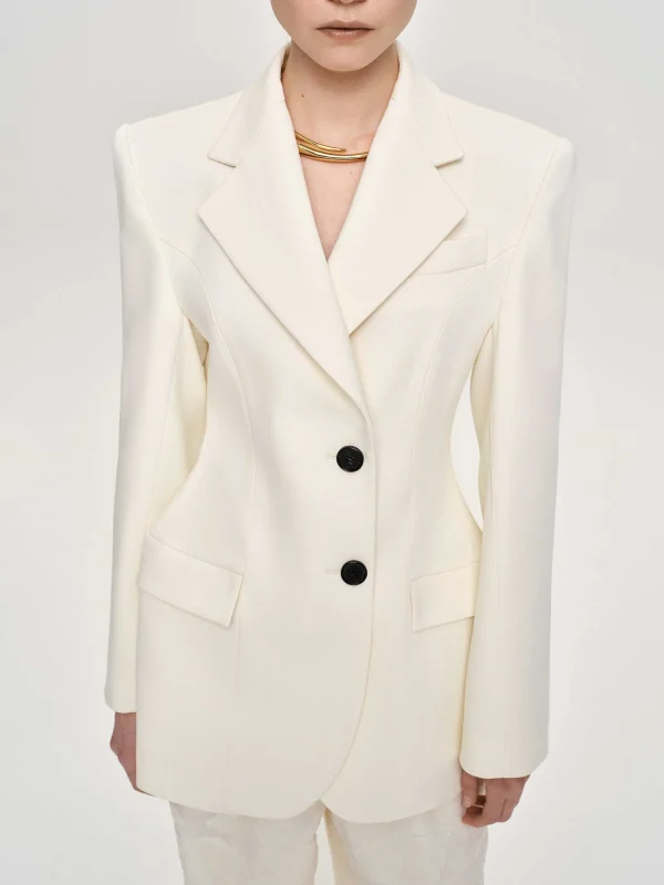 Source Unknown Clothing-Poldo Hourglass Blazer, Cream