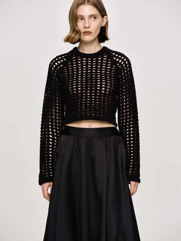 Source Unknown Knitwear-Reef Net Knit Top, Black