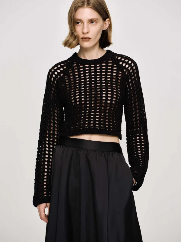 Source Unknown Clothing-Reef Net Knit Top, Black