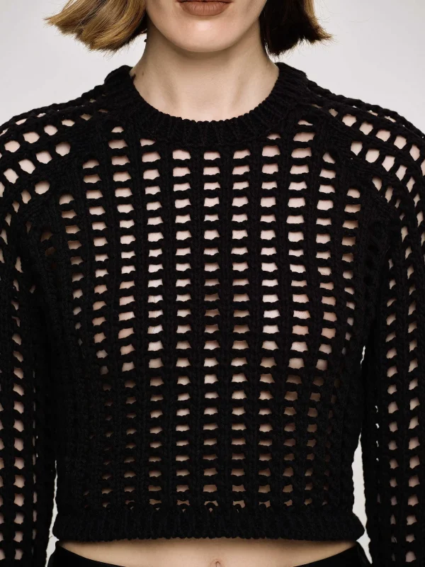 Source Unknown Knitwear-Reef Net Knit Top, Black