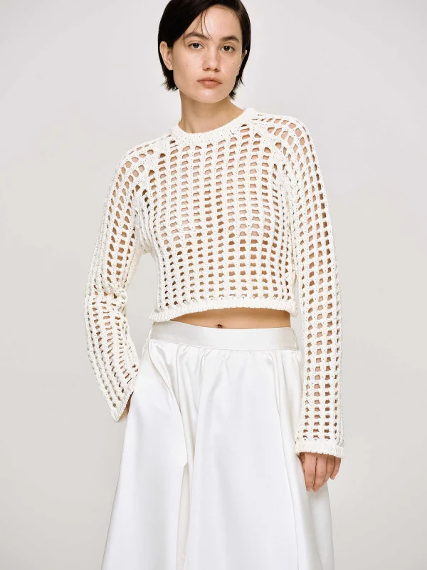 Source Unknown Knitwear-Reef Net Knit Top, Ivory