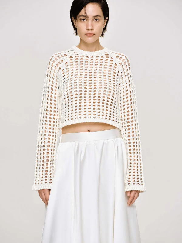 Source Unknown Knitwear-Reef Net Knit Top, Ivory