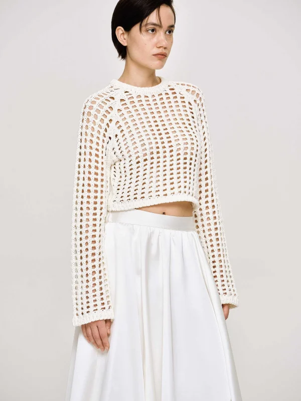 Source Unknown Knitwear-Reef Net Knit Top, Ivory