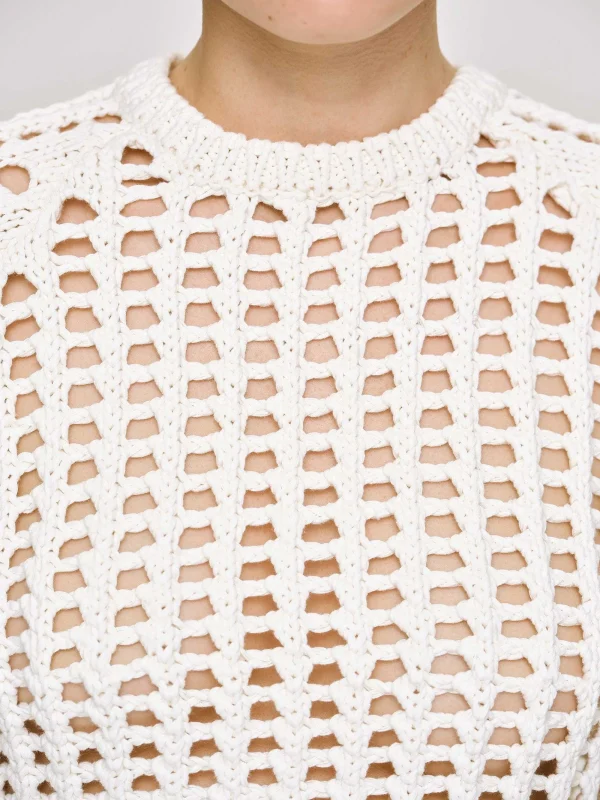 Source Unknown Knitwear-Reef Net Knit Top, Ivory