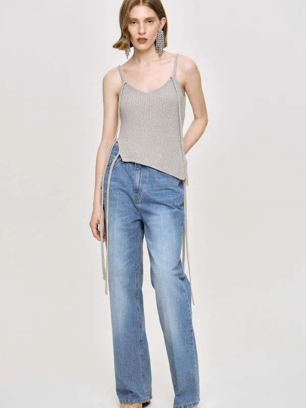 Source Unknown Clothing-Relaxed Straight Jeans, Mid Wash