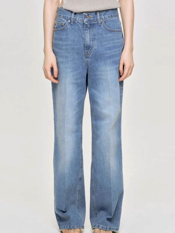 Source Unknown Clothing-Relaxed Straight Jeans, Mid Wash