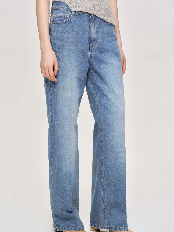 Source Unknown Clothing-Relaxed Straight Jeans, Mid Wash