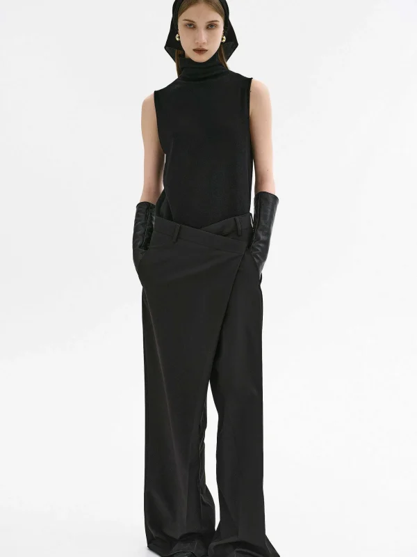 Source Unknown Clothing-Rennert Criss Cross Trousers, Black