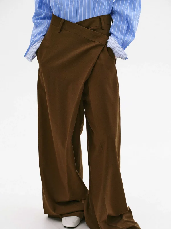 Source Unknown Clothing-Rennert Criss Cross Trousers, Saddle Brown