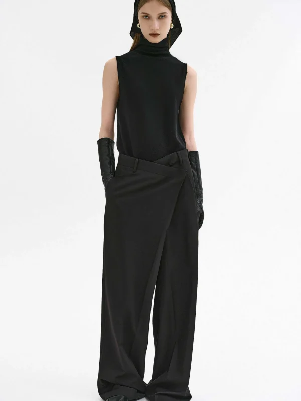 Source Unknown Clothing-Rennert Criss Cross Trousers, Black