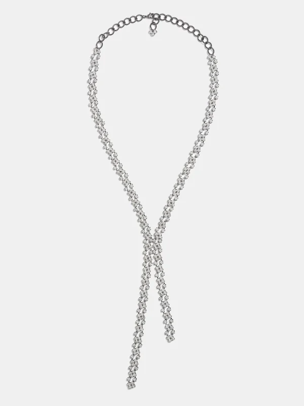 Source Unknown Clothing-Rhinestone Drop Necklace, Silver