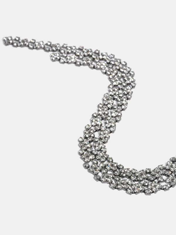 Source Unknown Accessories-Rhinestone Drop Necklace, Silver