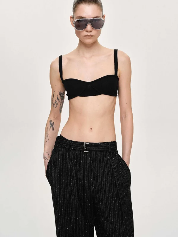 Source Unknown Tops-Rib Knit Bra, Black