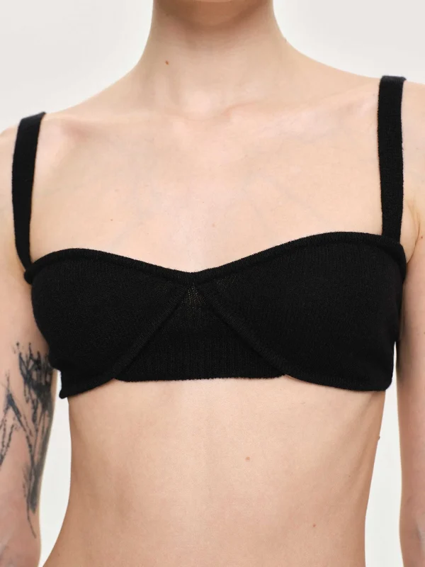 Source Unknown Clothing-Rib Knit Bra, Black