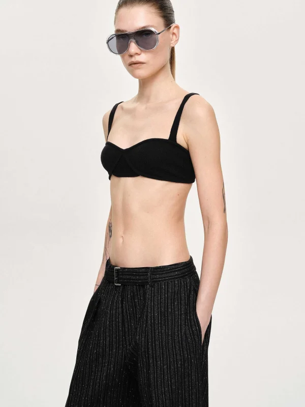 Source Unknown Clothing-Rib Knit Bra, Black