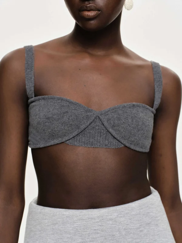 Source Unknown Clothing-Rib Knit Bra, Charcoal